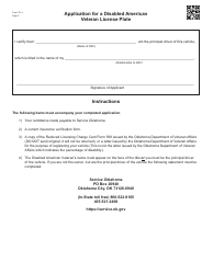 Form 751-J Application for a Disabled American Veteran License Plate - Oklahoma, Page 2