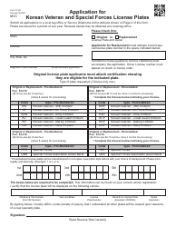 Document preview: Form 751-E Application for Korean Veteran and Special Forces License Plates - Oklahoma