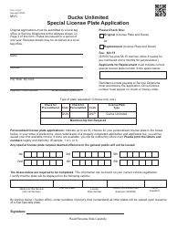 Form 716-U Ducks Unlimited Special License Plate Application - Oklahoma