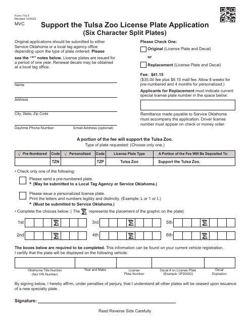 Form 710-T  Printable Pdf