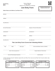 Document preview: Form MV-21-A Lien Entry Form - Oklahoma