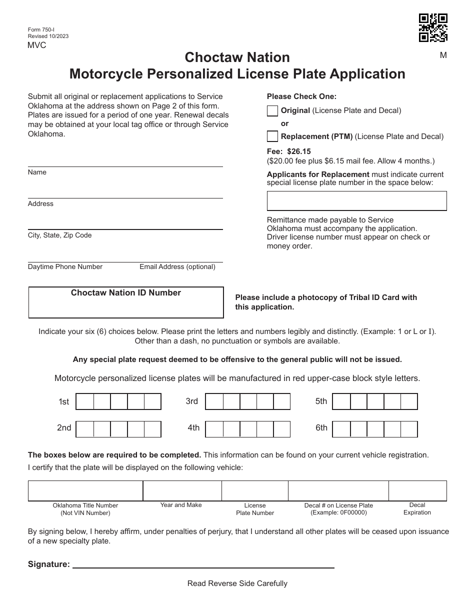 Form 750I Download Fillable PDF or Fill Online Choctaw Nation