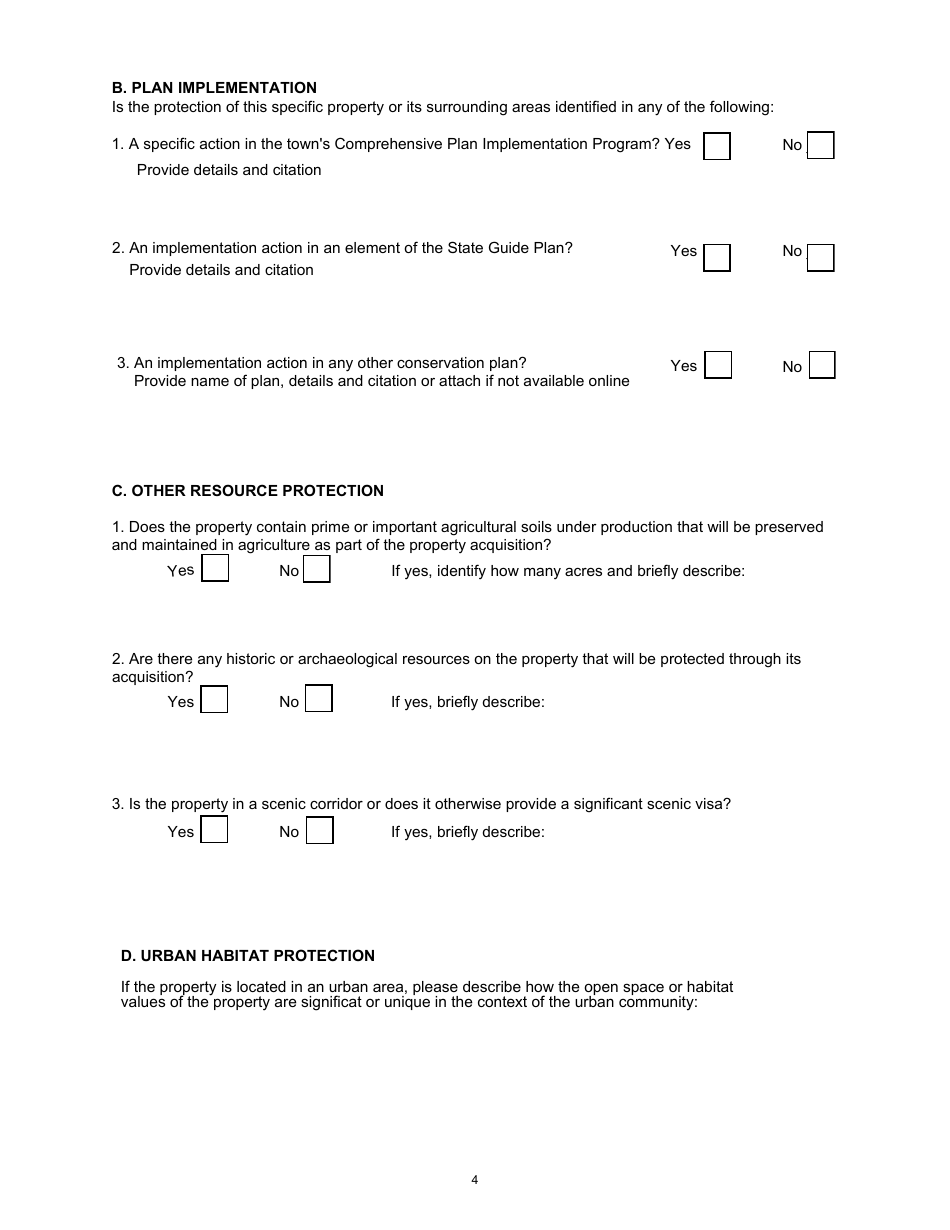 Local Open Space Conservation  Acquisition Grant Application - Rhode Island, Page 4
