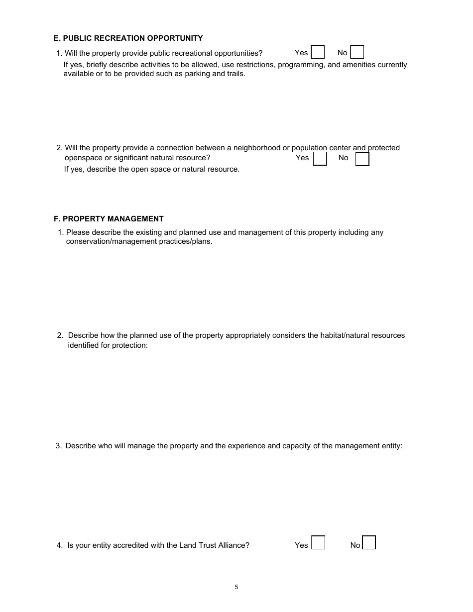 Local Open Space Conservation  Acquisition Grant Application - Rhode Island, Page 5