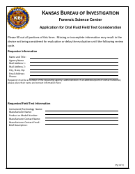 Application for Oral Fluid Field Test Consideration - Kansas