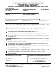 Form DFS-F6-DWC-2000 Health Care Provider Violation Referral Form - Florida