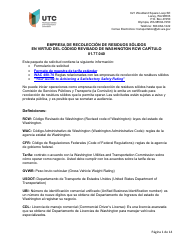 Document preview: Solicitud De Certificado Como Empresa De Recoleccion De Residuos Solidos - Washington (Spanish)