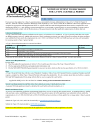 Document preview: Form GWS200 Notice of Intent to Discharge for a Type 2 General Permit - Arizona