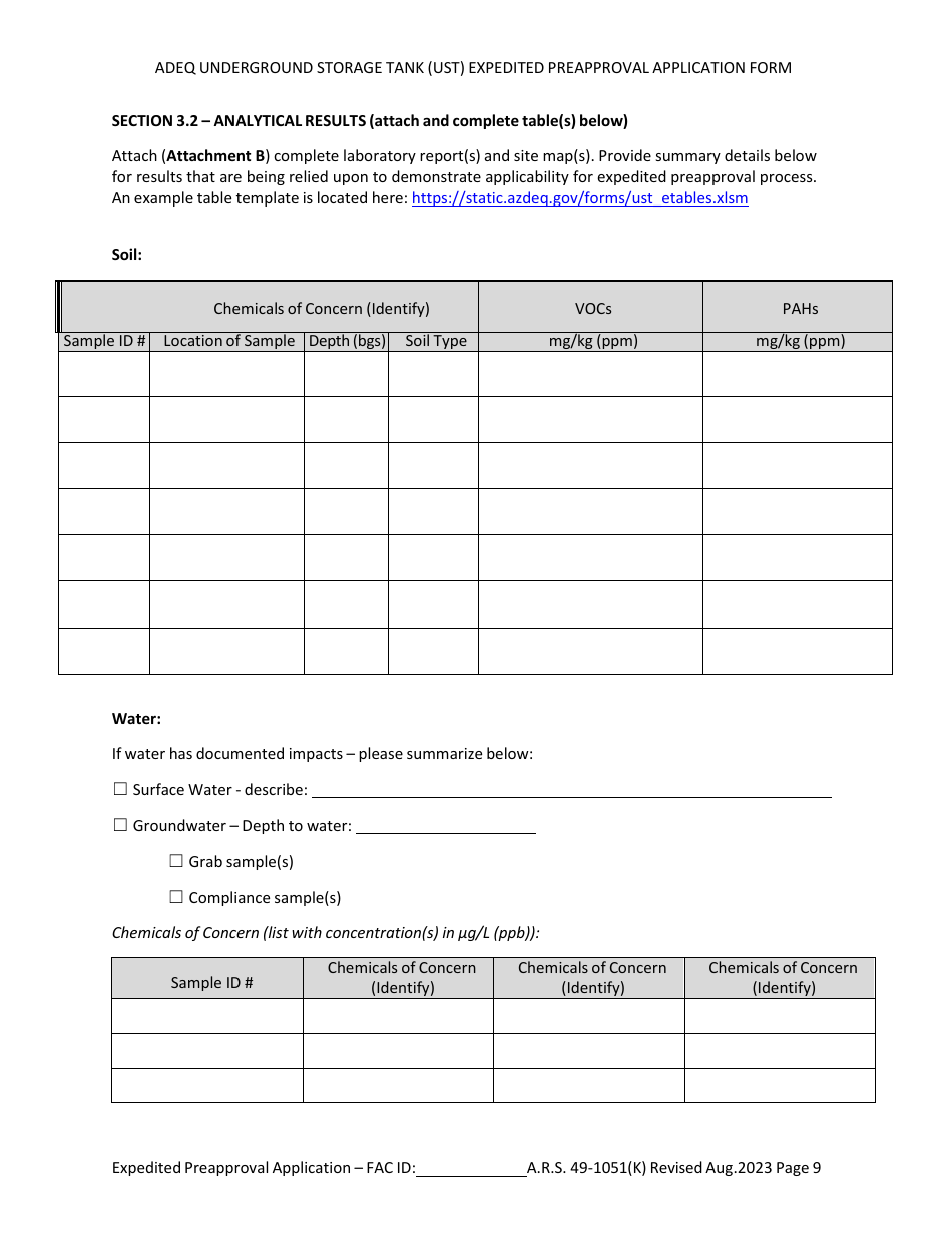 Ust Program Expedited Preapproval Application Under Arizona Revised Statutes (A.r.s.) 49-1051(K) - Arizona, Page 8