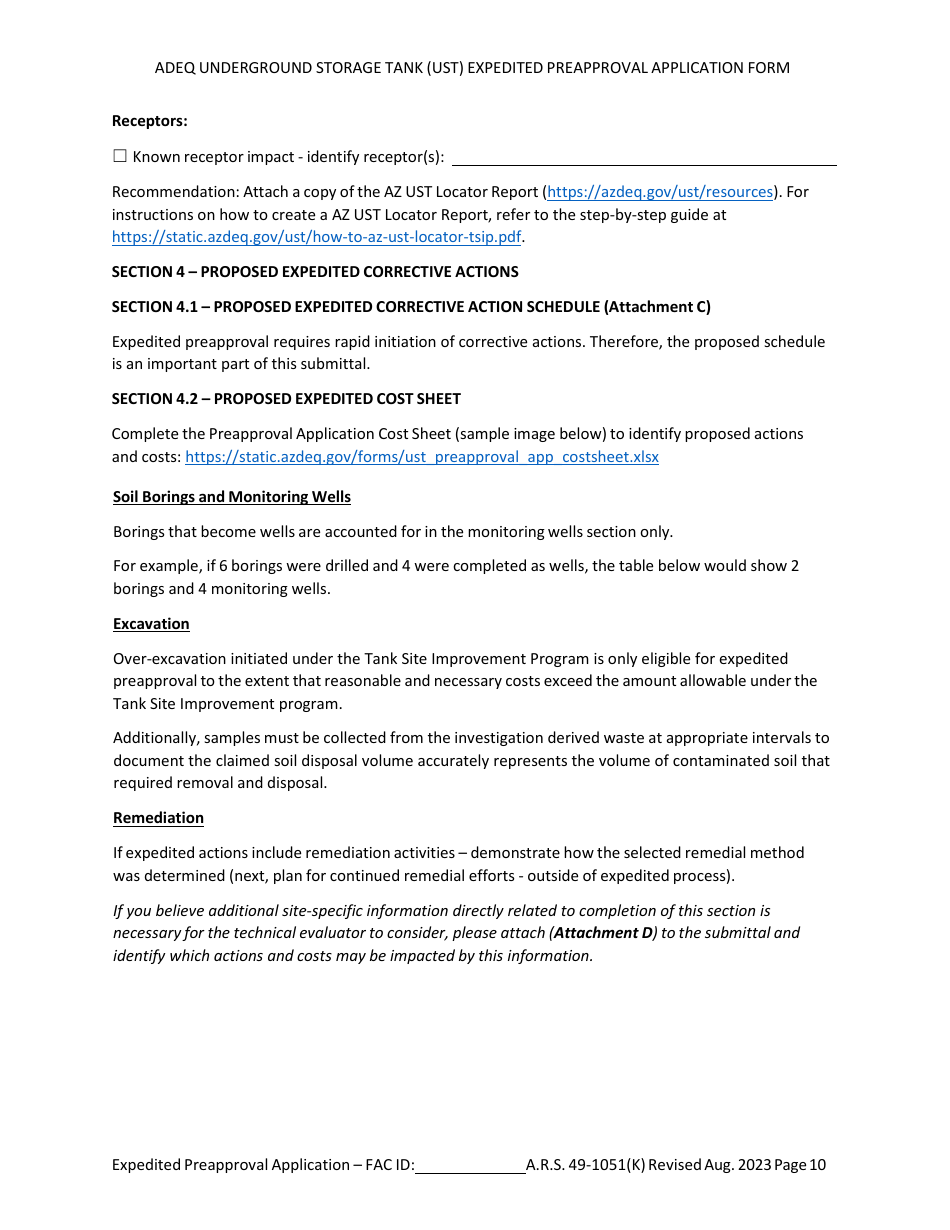 Ust Program Expedited Preapproval Application Under Arizona Revised Statutes (A.r.s.) 49-1051(K) - Arizona, Page 9