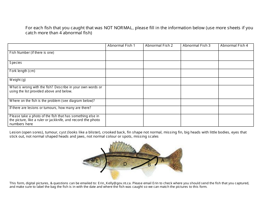 Fish Monitoring Form - Northwest Territories, Canada, Page 2