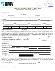 Document preview: Form VP-201 Lien Sale Registration Certification - Nevada