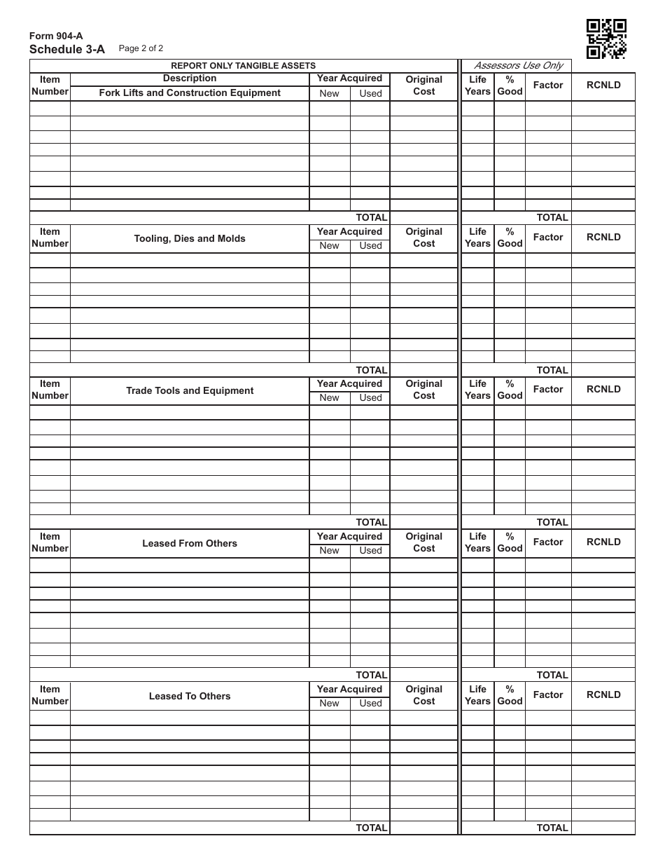 OTC Form 904-A Schedule 3-A Asset Listing (Grouped) - Oklahoma, Page 2