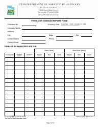 Fertilizer Tonnage Report Form - Utah