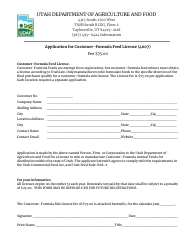 Document preview: Form 4007 Application for Customer-Formula Feed License - Utah