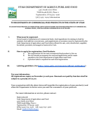 Document preview: Application for Registration - Commercial Feed - Utah