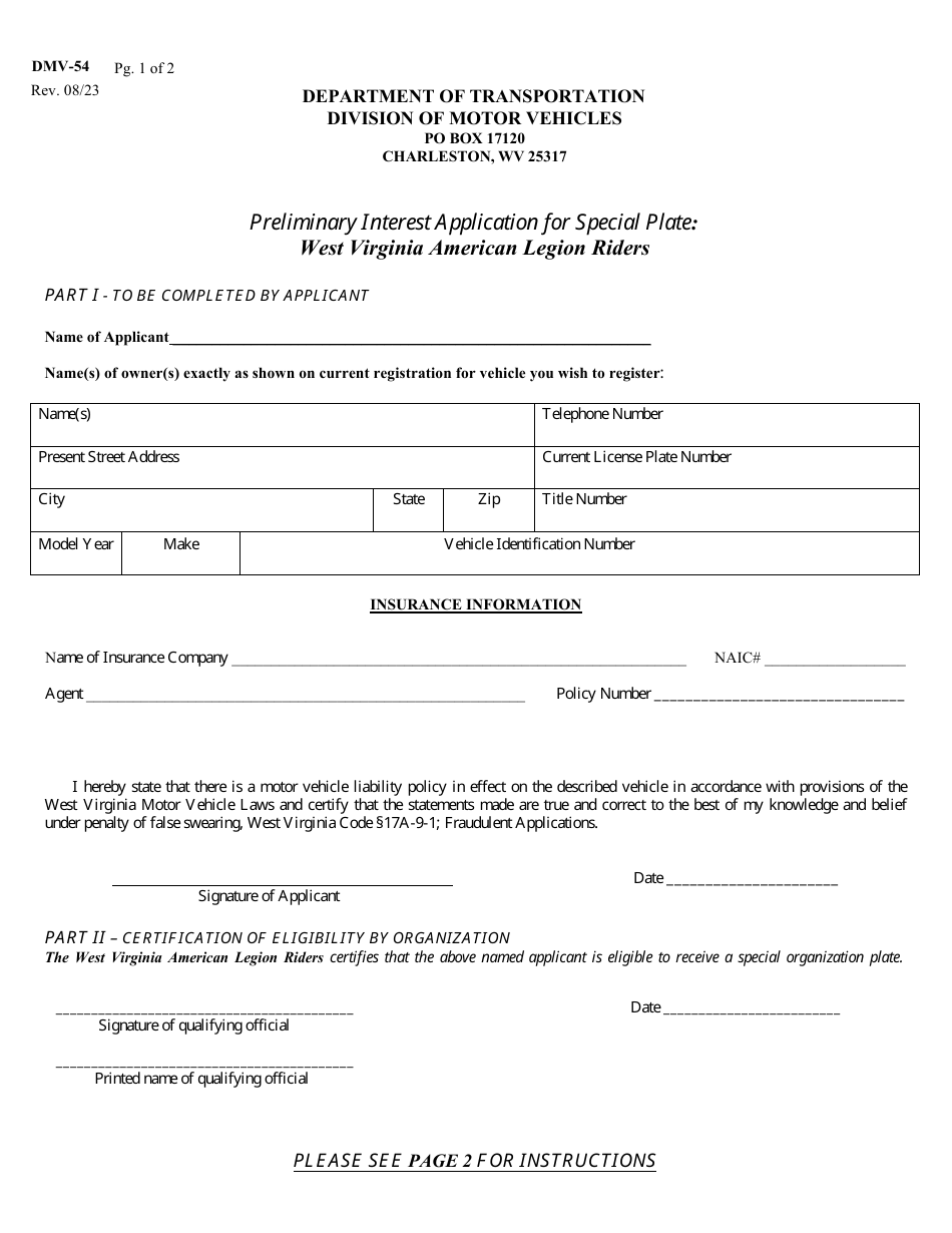 Form DMV54PIAALR Fill Out, Sign Online and Download Fillable PDF