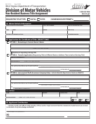 Document preview: Form MV-102-CH Non-resident Business Title Assignment - West Virginia