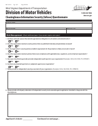 Document preview: Form MV-105-CH Clearinghouse Information Security (Infosec) Questionnaire - West Virginia