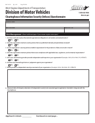 Form MV-105-CH Clearinghouse Information Security (Infosec) Questionnaire - West Virginia