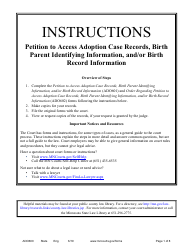 Form ADO600 Instructions - Requesting Access to Adoption Case Records, Birth Parent Identifying Information, and/or Birth Record Information - Minnesota