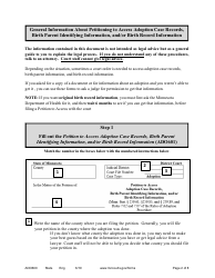 Form ADO600 Instructions - Requesting Access to Adoption Case Records, Birth Parent Identifying Information, and/or Birth Record Information - Minnesota, Page 2