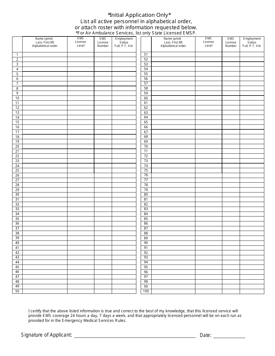 EMS Provider Service License Application - Alabama, Page 10