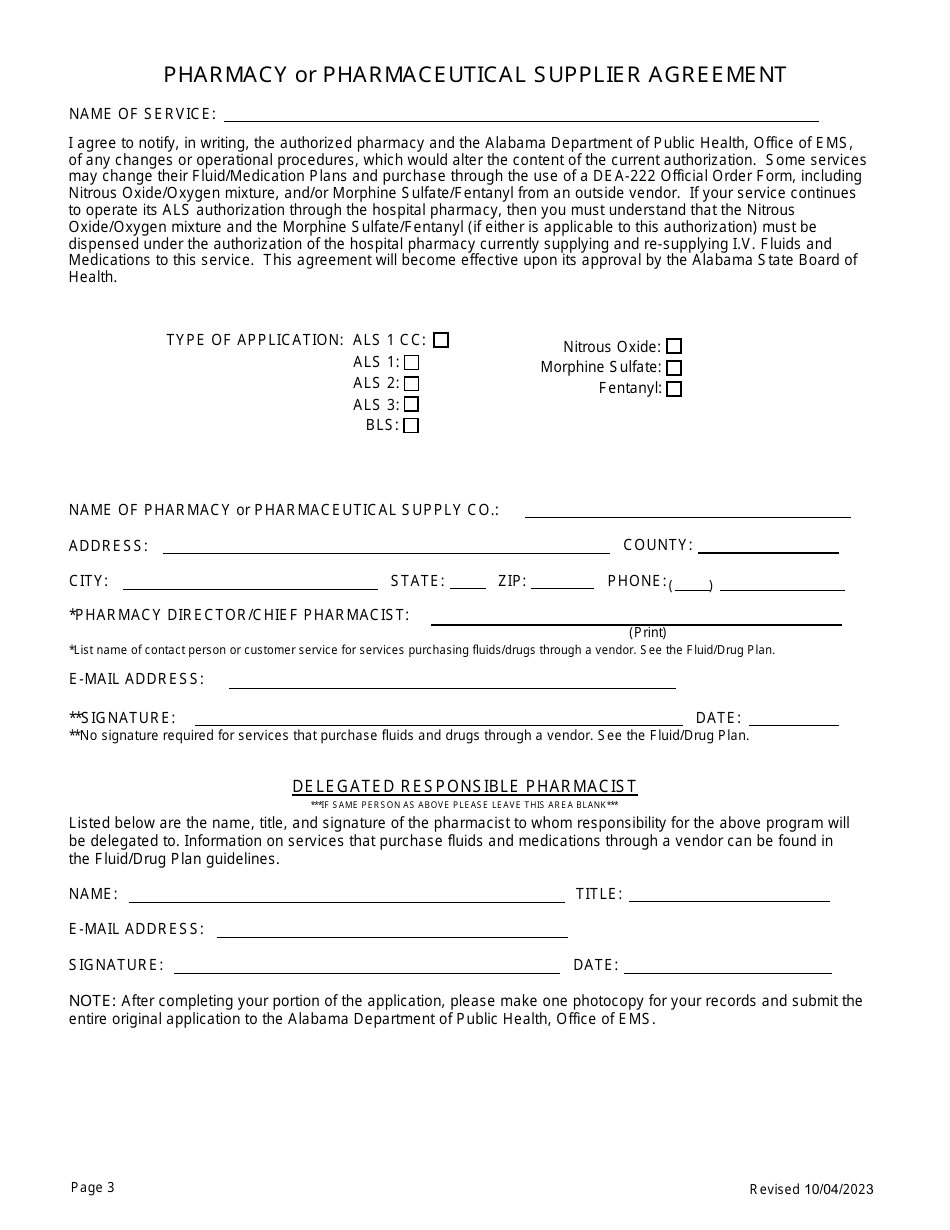 EMS Provider Service License Application - Alabama, Page 3
