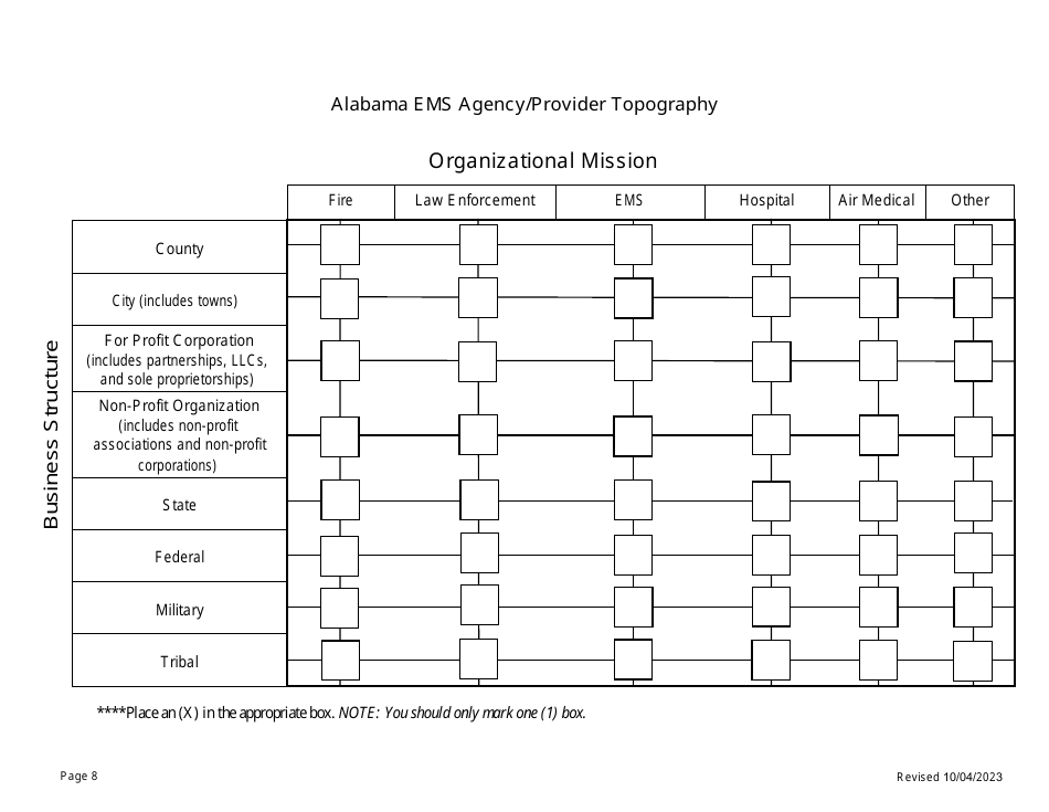EMS Provider Service License Application - Alabama, Page 8