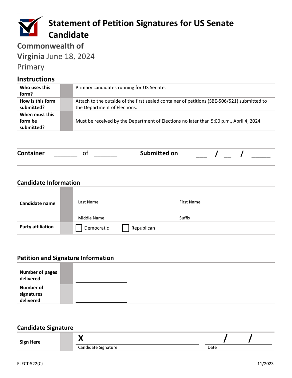 Form ELECT-522(C) Download Printable PDF or Fill Online Statement of ...