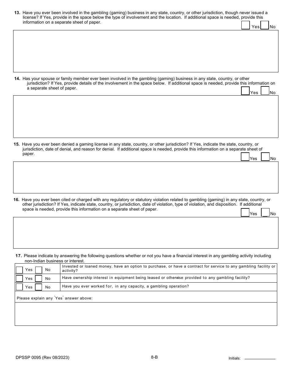 Form DPSSP0095 Part B Corporate Certification Application - Individual Personal History Application (Key Employee) - Louisiana, Page 12