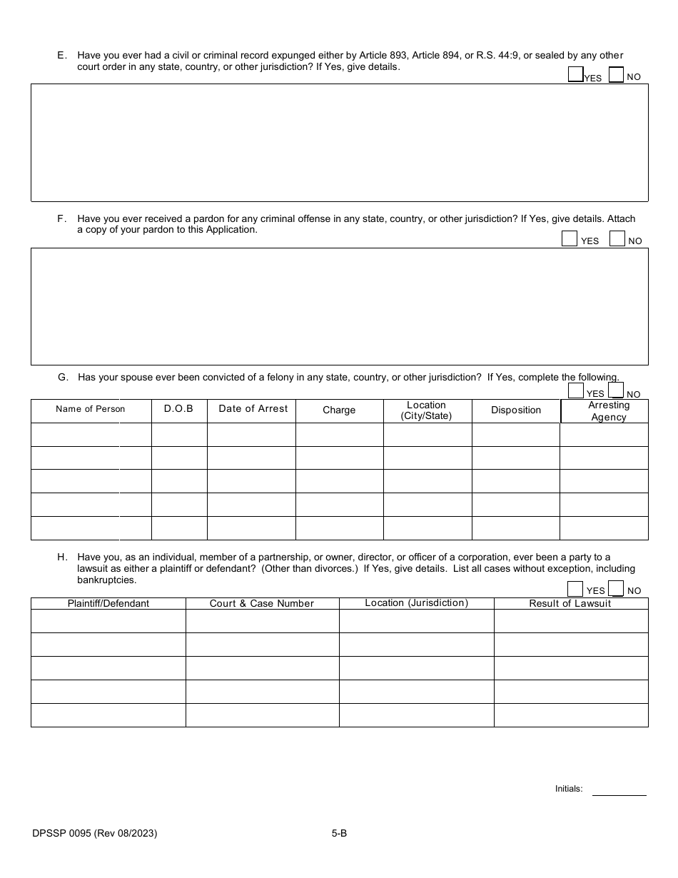 Form DPSSP0095 Part B Corporate Certification Application - Individual Personal History Application (Key Employee) - Louisiana, Page 9