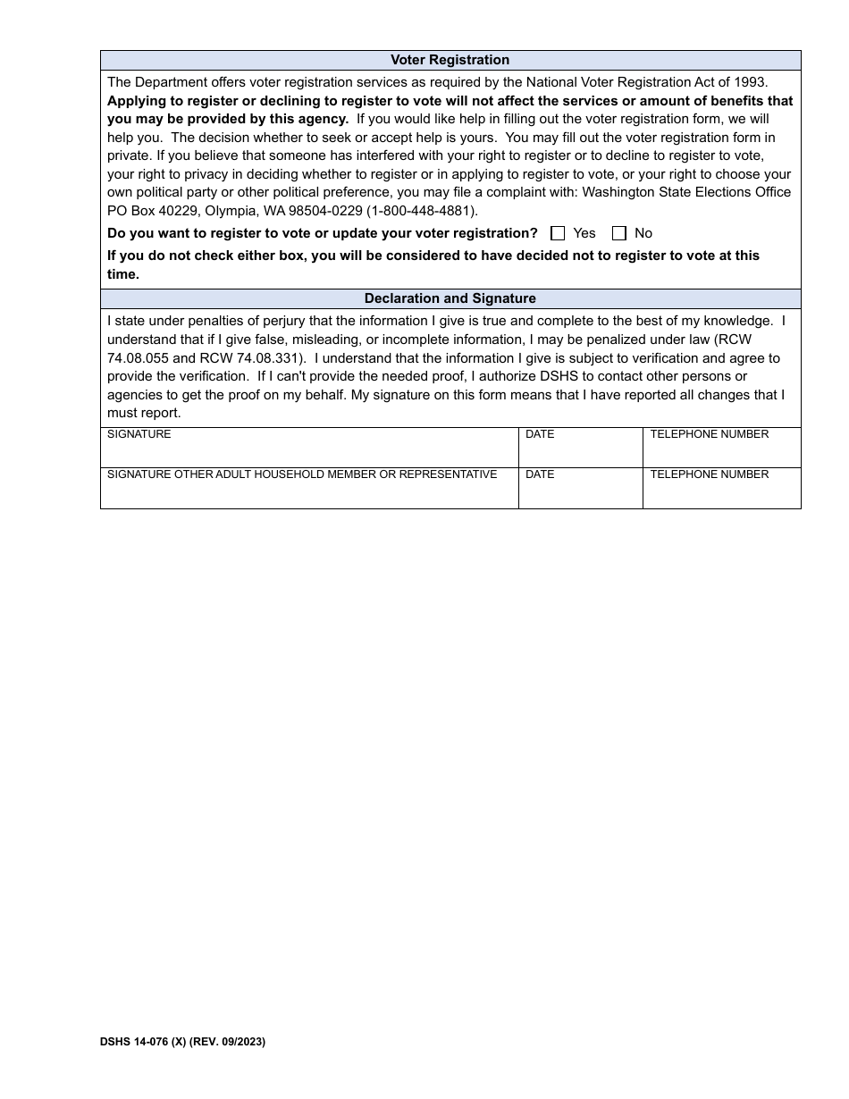 DSHS Form 14-076 Change of Circumstances - Washington, Page 3