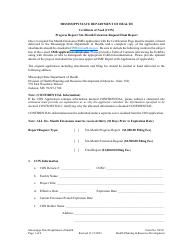 Form 825 E Certificate of Need (Con) Progress Report/Six-Month Extension Request/Final Report - Mississippi