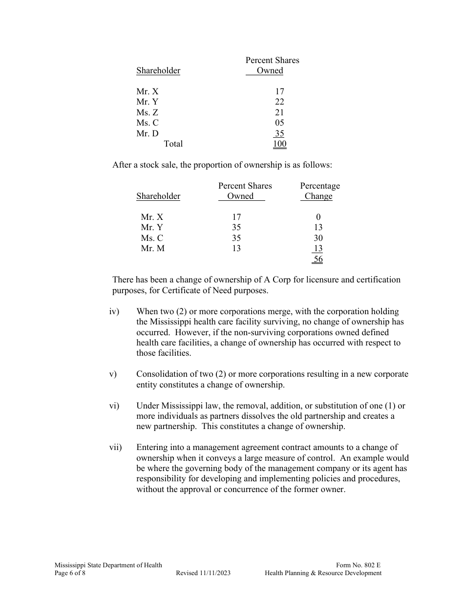 Form 802 E Notice of Intent to Change Ownership - Mississippi, Page 6