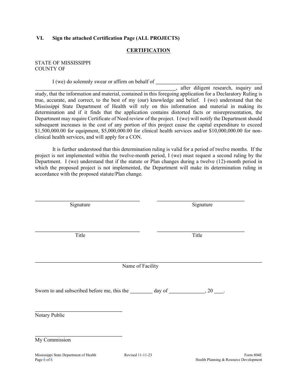 Form 804E Determination of Reviewability (Dr) Application Form - Mississippi, Page 6