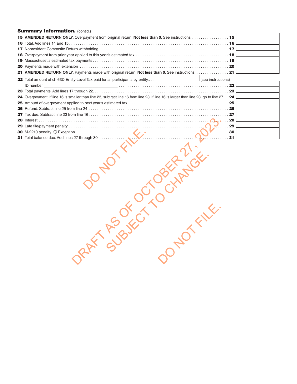 Form MA NRCR Nonresident Composite Return - Draft - Massachusetts, Page 3