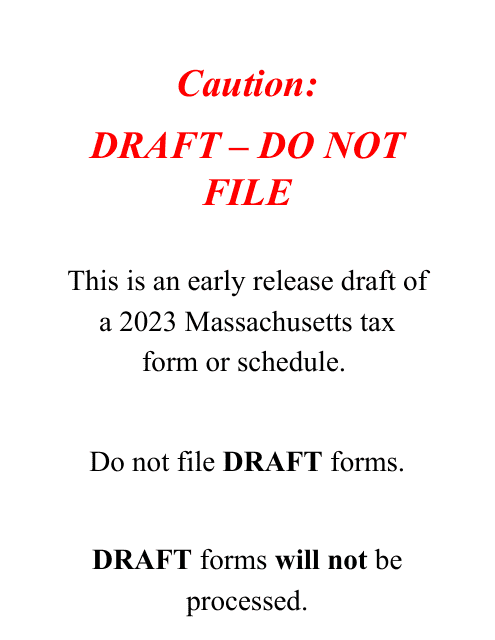 Schedule X Other Income - Draft - Massachusetts, 2023