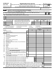 Document preview: IRS Form 1040 Schedule E Supplemental Income and Loss (From Rental Real Estate, Royalties, Partnerships, S Corporations, Estates, Trusts, Remics, Etc.), 2023