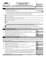 Document preview: IRS Form 5405 Repayment of the First-Time Homebuyer Credit