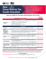 Document preview: New Clean Vehicle Tax Credit Checklist