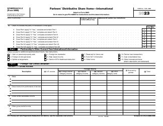 Document preview: IRS Form 8865 Schedule K-2 Partners' Distributive Share Items - International, 2023