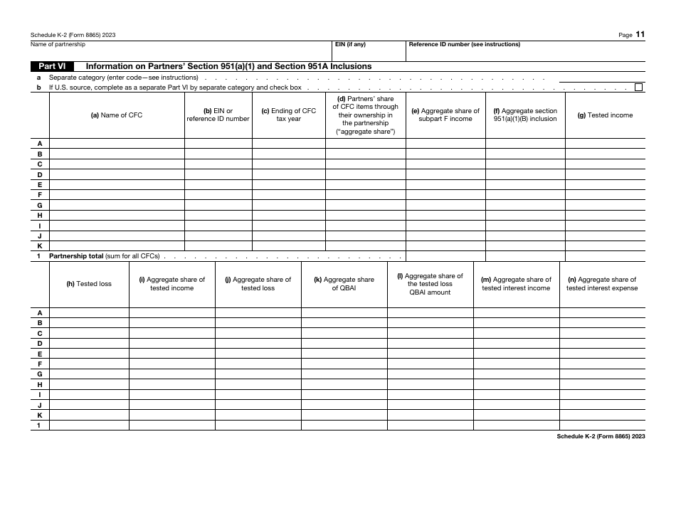 IRS Form 8865 Schedule K-2 Partners Distributive Share Items - International, Page 11