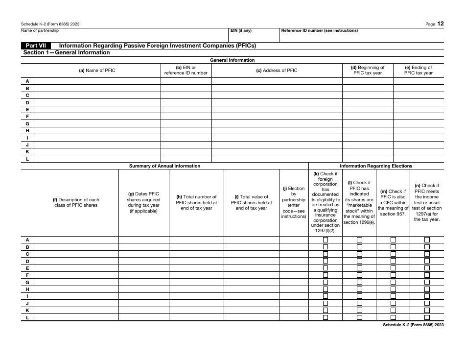IRS Form 8865 Schedule K-2 Partners Distributive Share Items - International, Page 12