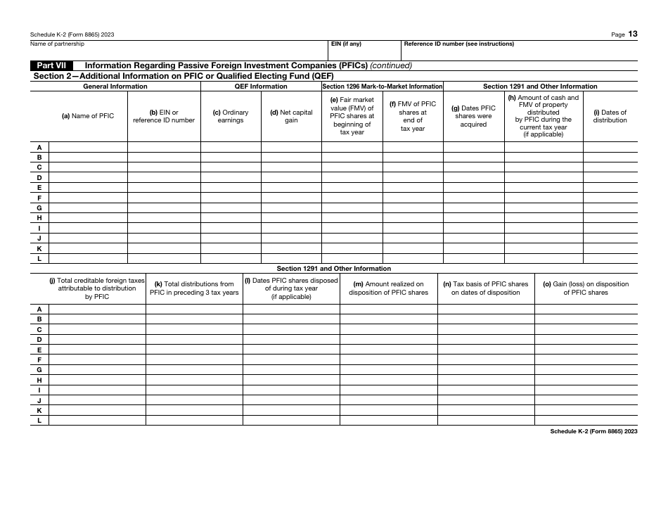 IRS Form 8865 Schedule K-2 Partners Distributive Share Items - International, Page 13