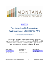 The State-Local Infrastructure Partnership Act (Hb 355) Application - Montana