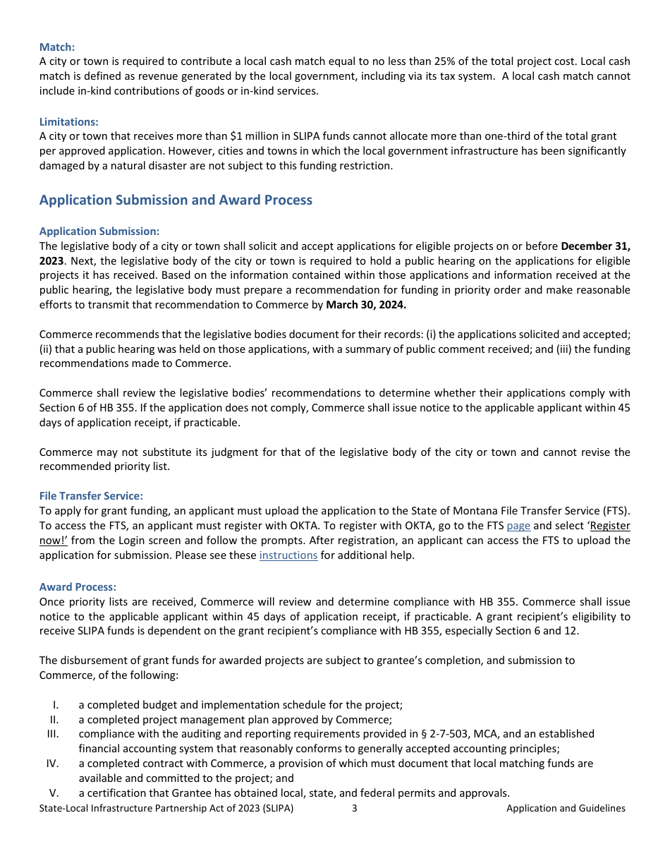 The State-Local Infrastructure Partnership Act (Hb 355) Application - Montana, Page 3