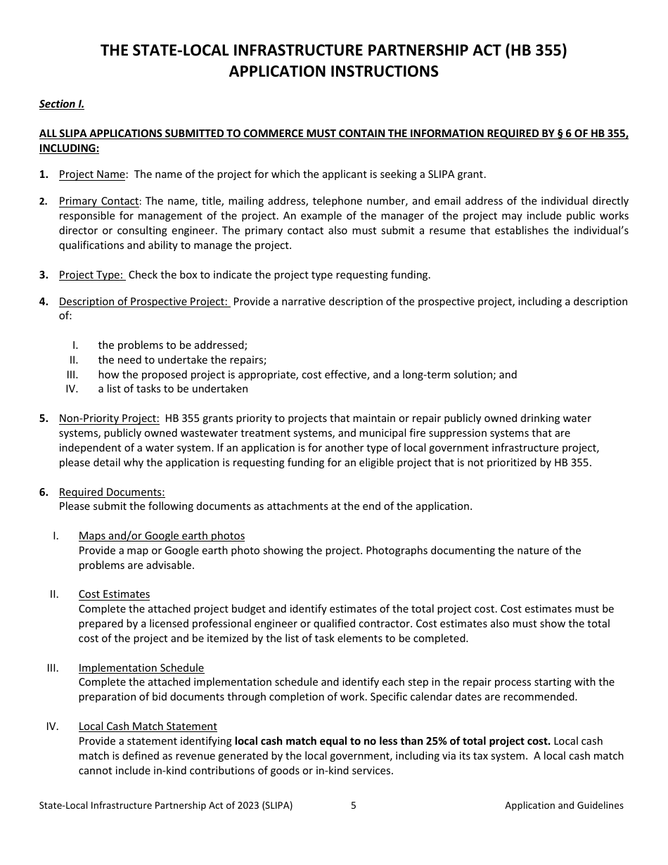 The State-Local Infrastructure Partnership Act (Hb 355) Application - Montana, Page 5