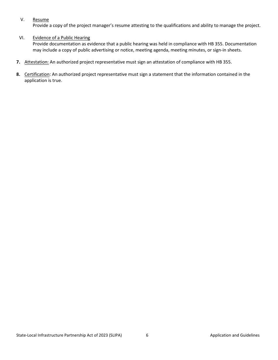 The State-Local Infrastructure Partnership Act (Hb 355) Application - Montana, Page 6