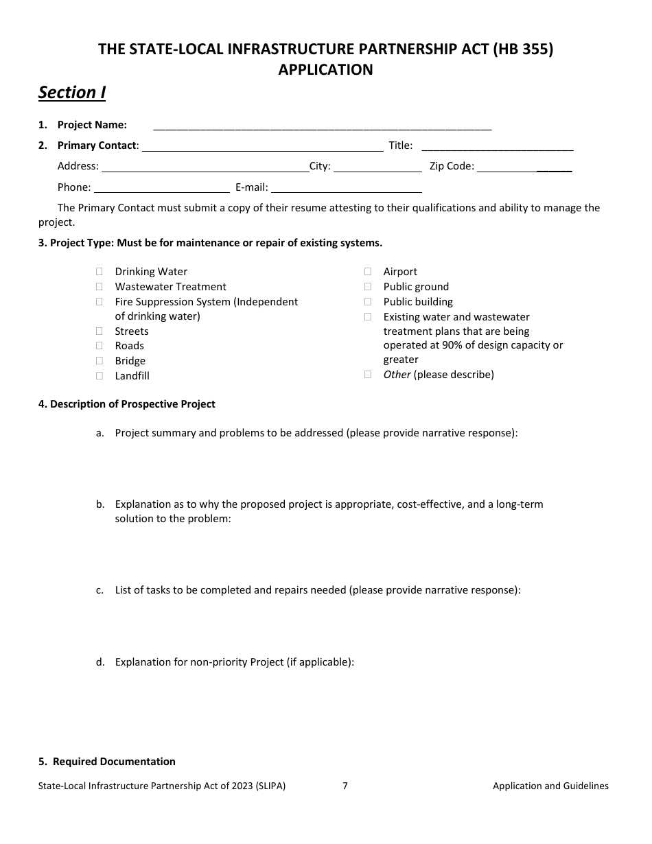 The State-Local Infrastructure Partnership Act (Hb 355) Application - Montana, Page 7